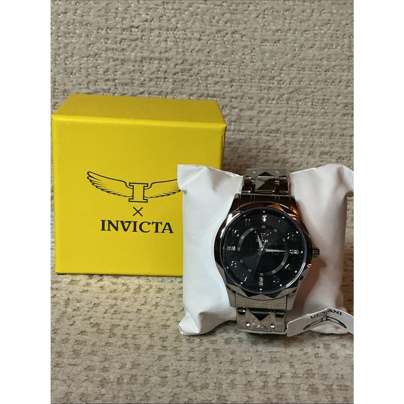 Invicta Silver Stainless Steel Watch With Black Dial 69027